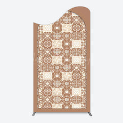 Lofaris Vintage Brown Plaid Floral Pattern Arch Backdrop