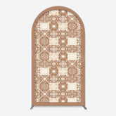 Lofaris Vintage Brown Plaid Floral Pattern Arch Backdrop