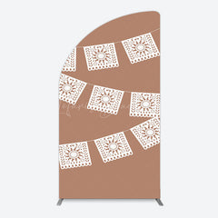 Lofaris Vintage Brown Wedding Paper Cut Banner Arch Backdrop