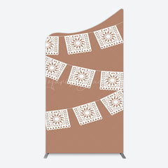 Lofaris Vintage Brown Wedding Paper Cut Banner Arch Backdrop