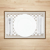 Lofaris Vintage Brown White Boho Print Set Of 4 Placemats