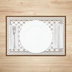 Lofaris Vintage Brown White Boho Print Set Of 4 Placemats