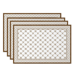 Lofaris Vintage Brown White Boho Print Set Of 4 Placemats