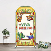 Lofaris Vintage Cactus Skull Viva Mexico Party Arch Backdrop