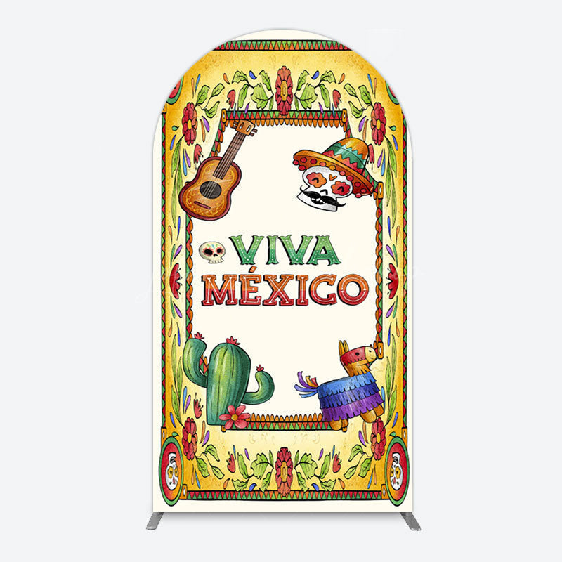 Lofaris Vintage Cactus Skull Viva Mexico Party Arch Backdrop