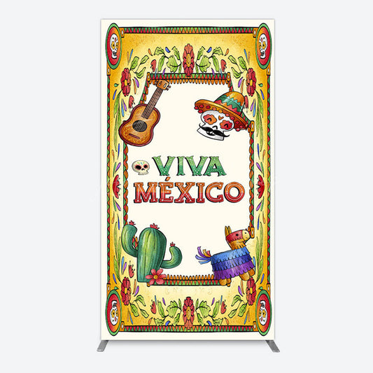 Lofaris Vintage Cactus Skull Viva Mexico Party Rectangle Backdrop