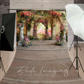 Lofaris Vintage Carved Stone Arch Floral Sweep Backdrop