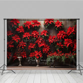 Lofaris Vintage Christmas Wall Photography Backdrop Red Poinsettia Flowers on a Moody Holiday Studio Photo Prop