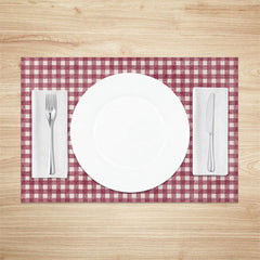 Lofaris Vintage Claret White Plaid Dining Set of 4 Placemats