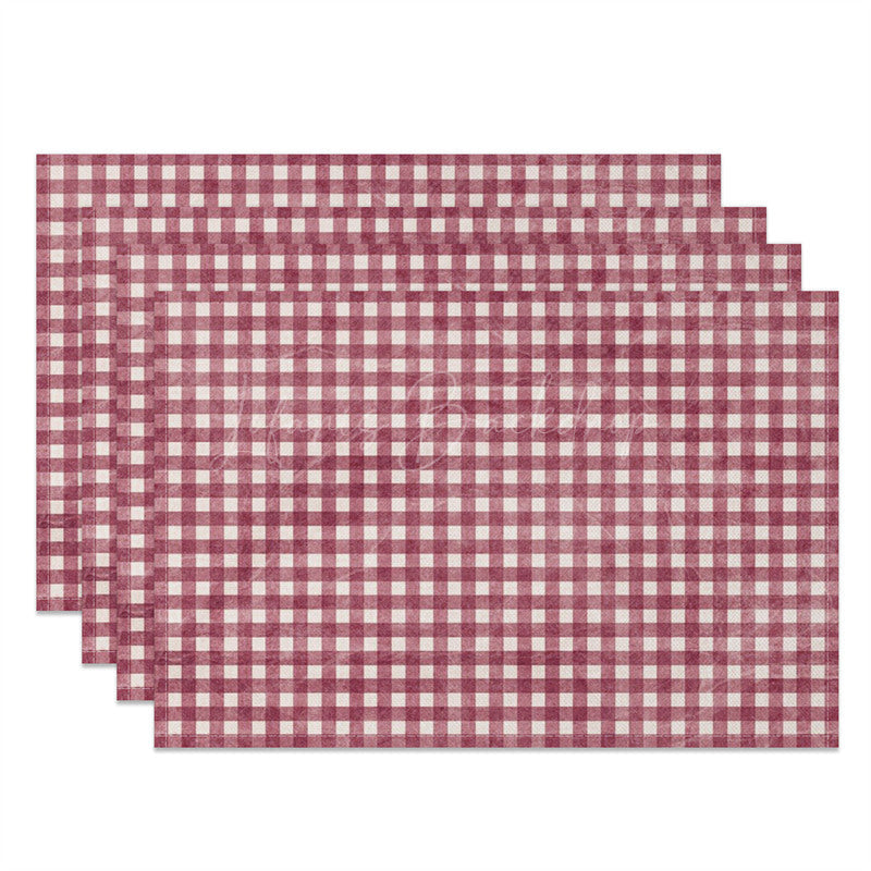 Lofaris Vintage Claret White Plaid Dining Set of 4 Placemats