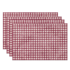 Lofaris Vintage Claret White Plaid Dining Set of 4 Placemats