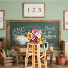 Lofaris Vintage Classroom Back to School Photography Backdrop with Chalkboard ABC 123 and Learning Elements