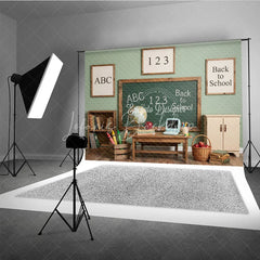 Lofaris Vintage Classroom Back to School Photography Backdrop with Chalkboard ABC 123 and Learning Elements