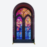 Lofaris Vintage Colorful Glass Door Birthday Arch Backdrop