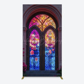 Lofaris Vintage Colorful Glass Door Birthday Rectangle Backdrop