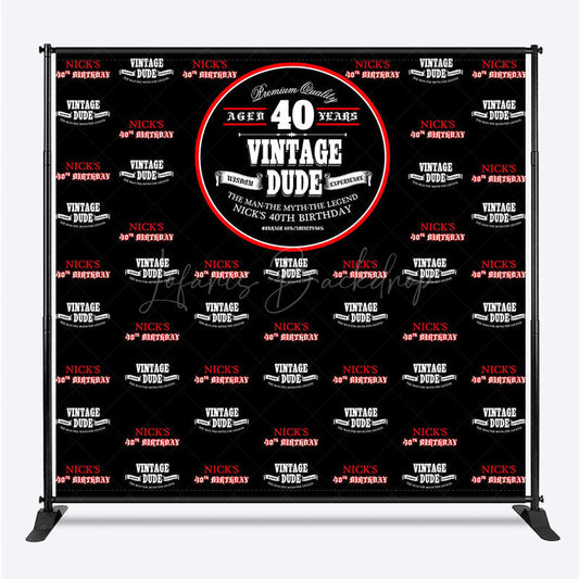Lofaris Vintage Dude Black Step And Repeat Birthday Backdrop