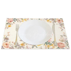 Lofaris Vintage Floral Easter Bunny Set of 4 Placemats Pink Rose Rabbit Spring Table Mats for Party
