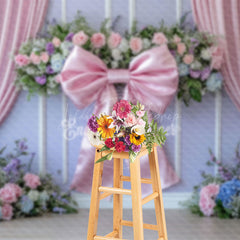 Lofaris Vintage Floral Pink Bow Tie Photography Backdrop