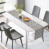 Lofaris Vintage Floral Table Runner with Painted Blue and Yellow Flowers for Farmhouse Kitchen Spring Decor