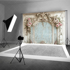 Lofaris Vintage French Carved Wall Photography Backdrop Shabby Chic Pink Floral Photo Background
