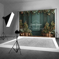 Lofaris Vintage Green Wall Christmas Backdrop Gold Lattice Lanterns Photography Background
