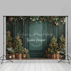 Lofaris Vintage Green Wall Christmas Backdrop Gold Lattice Lanterns Photography Background