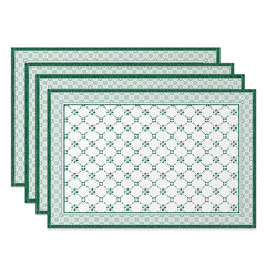 Lofaris Vintage Green White Boho Print Set Of 4 Placemats