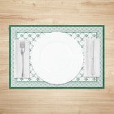 Lofaris Vintage Green White Boho Print Set Of 4 Placemats