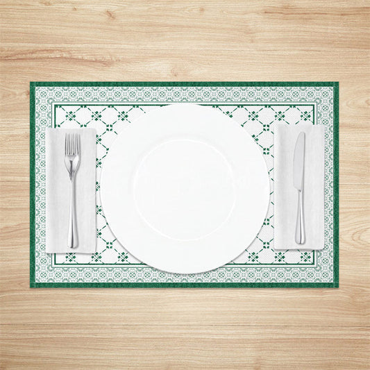 Lofaris Vintage Green White Boho Print Set Of 4 Placemats