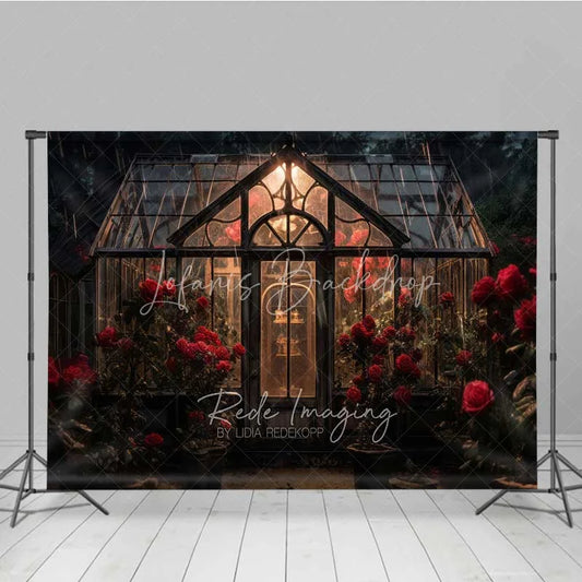 Lofaris Vintage Greenhouse Rose Photography Backdrop Rainy Garden Glass House Floral Photo Background Romantic Valentine Booth Prop