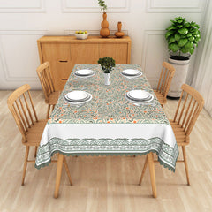 Lofaris Vintage Gren Floral White Edging Rectangle Tablecloth