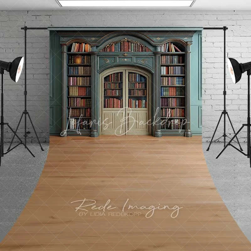 Lofaris Vintage Library Bookshelf Sweep Photo Backdrop Retro Study Room Wood Floor Background Magic School Prop