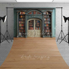 Lofaris Vintage Library Bookshelf Sweep Photo Backdrop Retro Study Room Wood Floor Background Magic School Prop