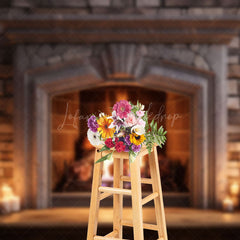 Lofaris Vintage Luxury Fireplace Candles Christmas Backdrop