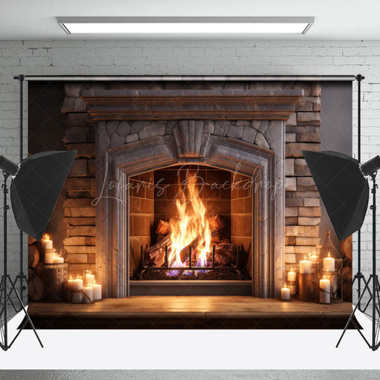 Lofaris Vintage Luxury Fireplace Candles Christmas Backdrop