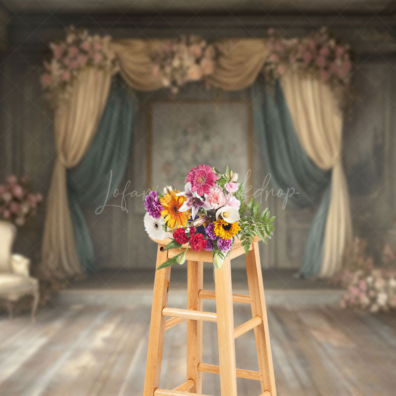 Lofaris Vintage Medieval Room Floral Wedding Photo Backdrop