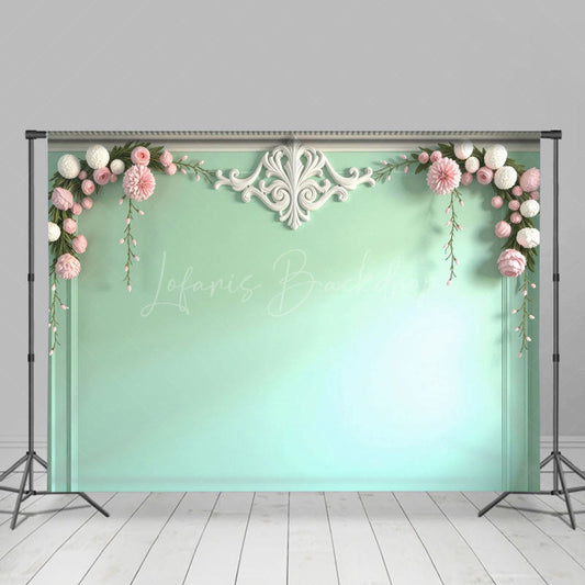 Lofaris Vintage Mint Floral Accent Wedding Backdrop