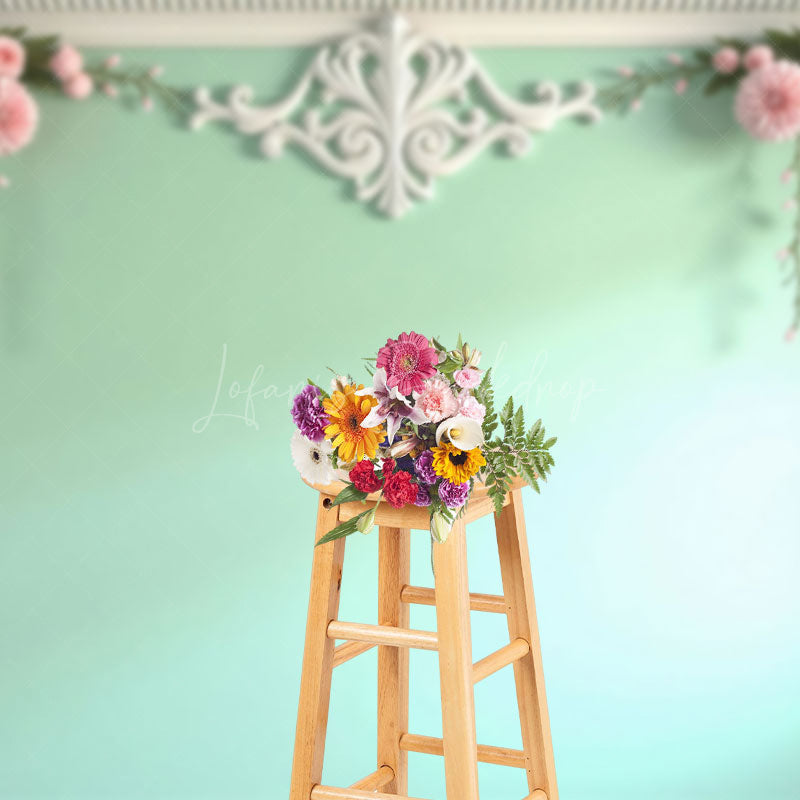 Lofaris Vintage Mint Floral Accent Wedding Backdrop