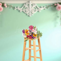 Lofaris Vintage Mint Floral Accent Wedding Backdrop