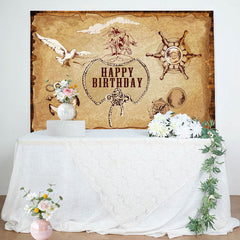 Lofaris Vintage Parchment Navigation Happy Birthday Backdrop