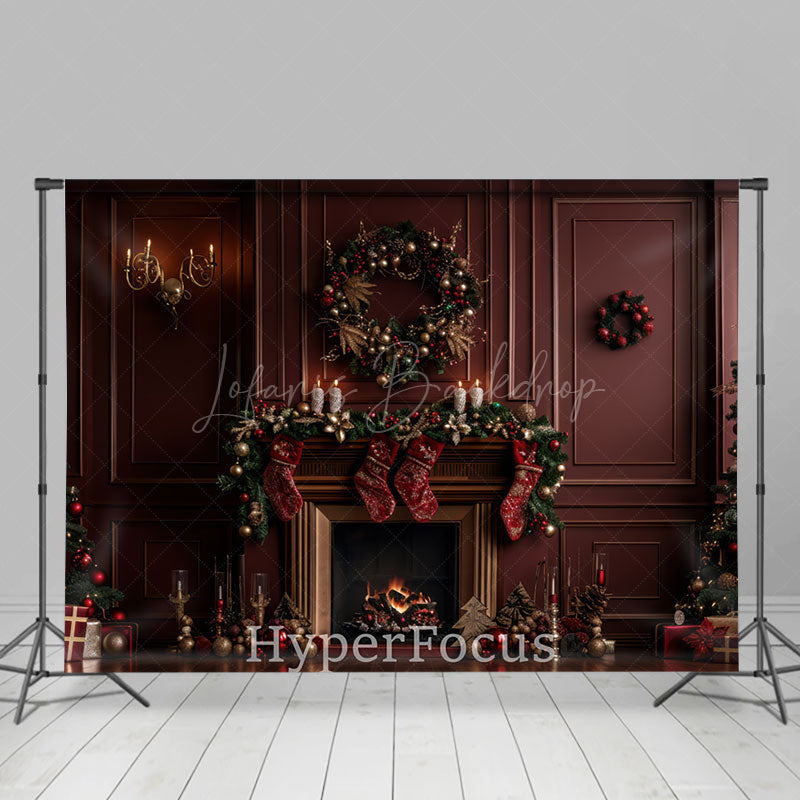 Lofaris Vintage Red Wall Christmas Vibe Room Set Backdrop