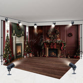 Lofaris Vintage Red Wall Christmas Vibe Room Set Backdrop