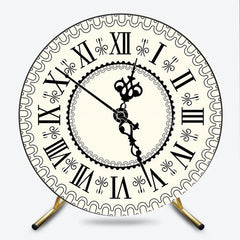 Lofaris Vintage Roman Numeral Clock Round Backdrop Antique Ivory Timepiece Photography Cover