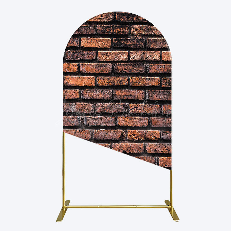 Lofaris Vintage Rural Red Black Brick Wall Arch Backdrop