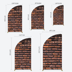 Lofaris Vintage Rural Red Black Brick Wall Half Moon Arch Backdrop