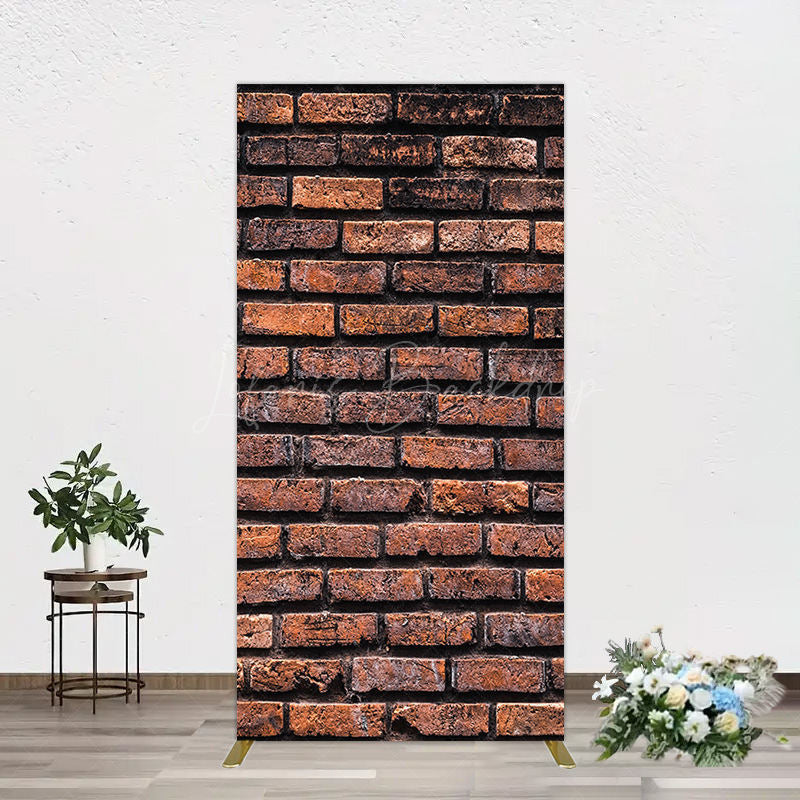 Lofaris Vintage Rural Red Black Brick Wall Rectangle Backdrop