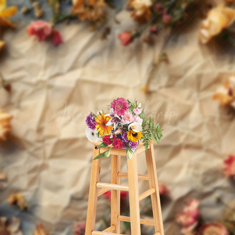Lofaris Vintage Rustic Paper Dried Orange Flower Backdrop