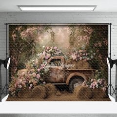 Lofaris Vintage Spring Truck Floral Backdrop For Photo Studio