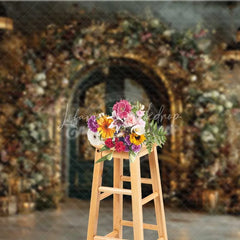 Lofaris Vintage Stone Arch Christmas Backdrop Hanging Lantern Floral Photography Background