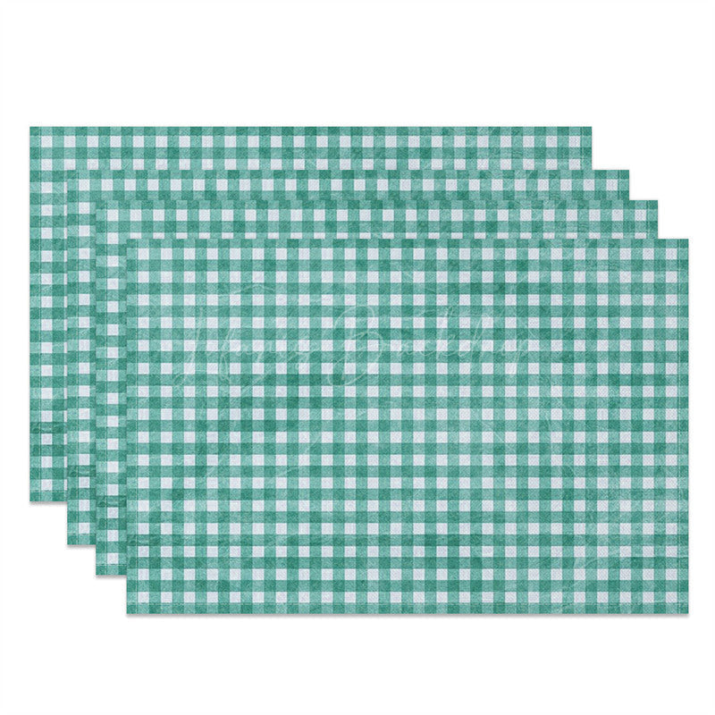 Lofaris Vintage Teal White Plaid Dining Set of 4 Placemats